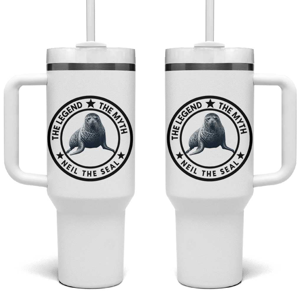 The Legend The Myth Neil The Seal Emblem Graphic Tumbler With Handle Funny Viral Southern Elephant Seal Meme