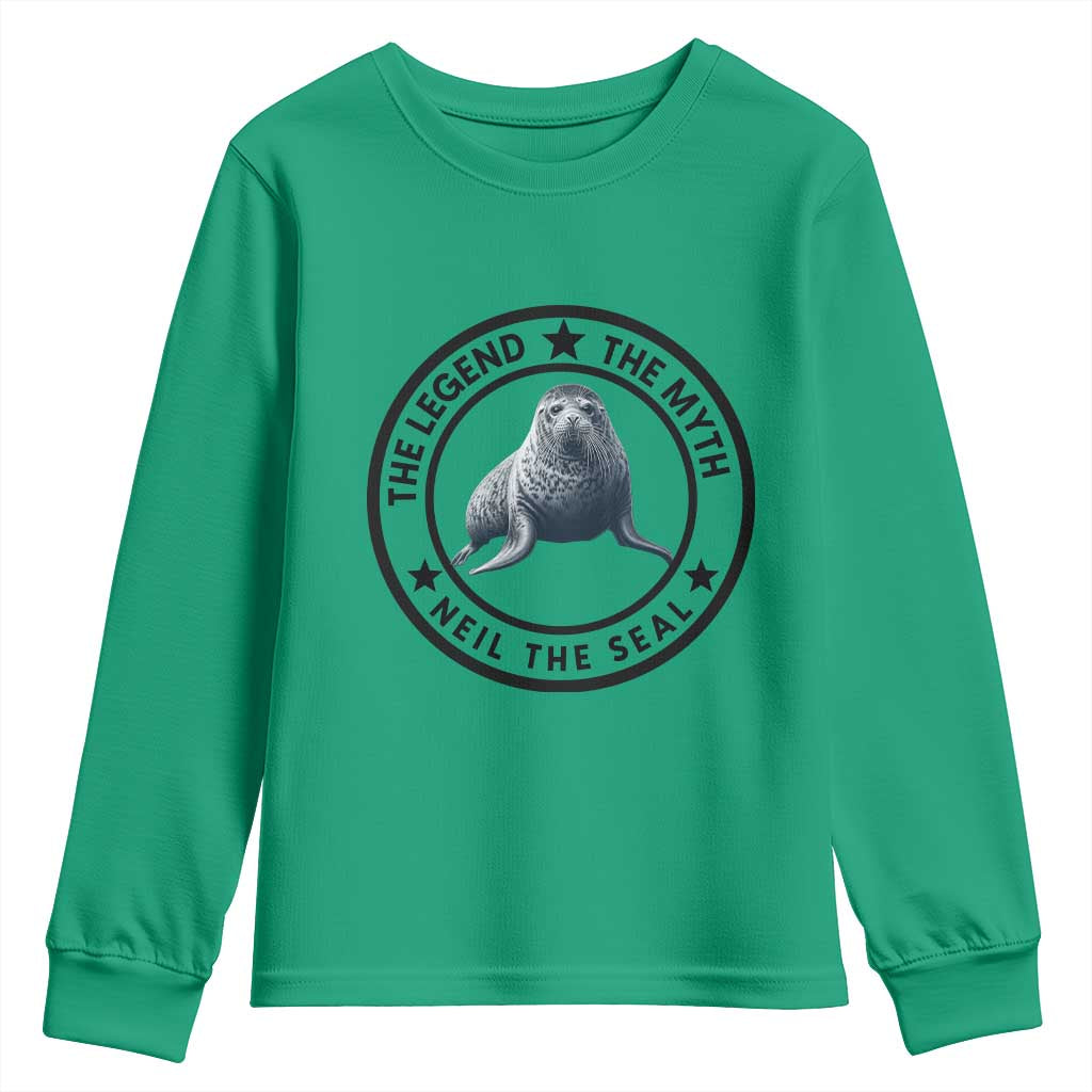 The Legend The Myth Neil The Seal Emblem Graphic Youth Sweatshirt Funny Viral Southern Elephant Seal Meme