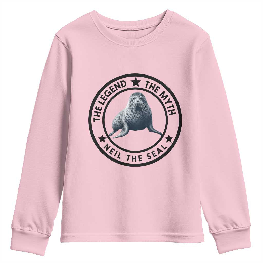 The Legend The Myth Neil The Seal Emblem Graphic Youth Sweatshirt Funny Viral Southern Elephant Seal Meme