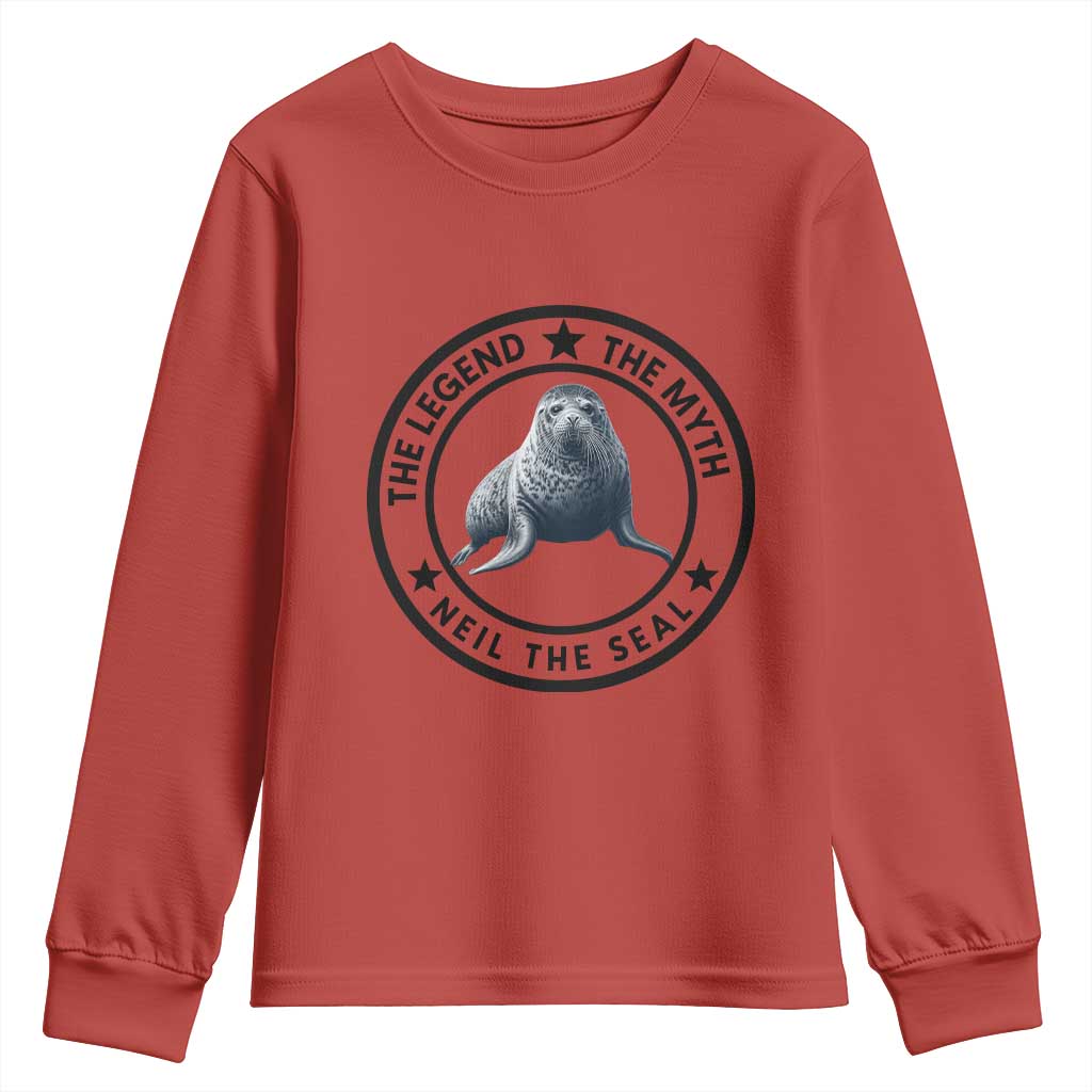 The Legend The Myth Neil The Seal Emblem Graphic Youth Sweatshirt Funny Viral Southern Elephant Seal Meme