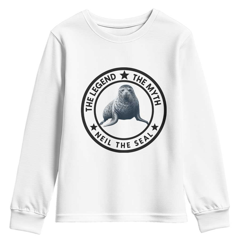 The Legend The Myth Neil The Seal Emblem Graphic Youth Sweatshirt Funny Viral Southern Elephant Seal Meme