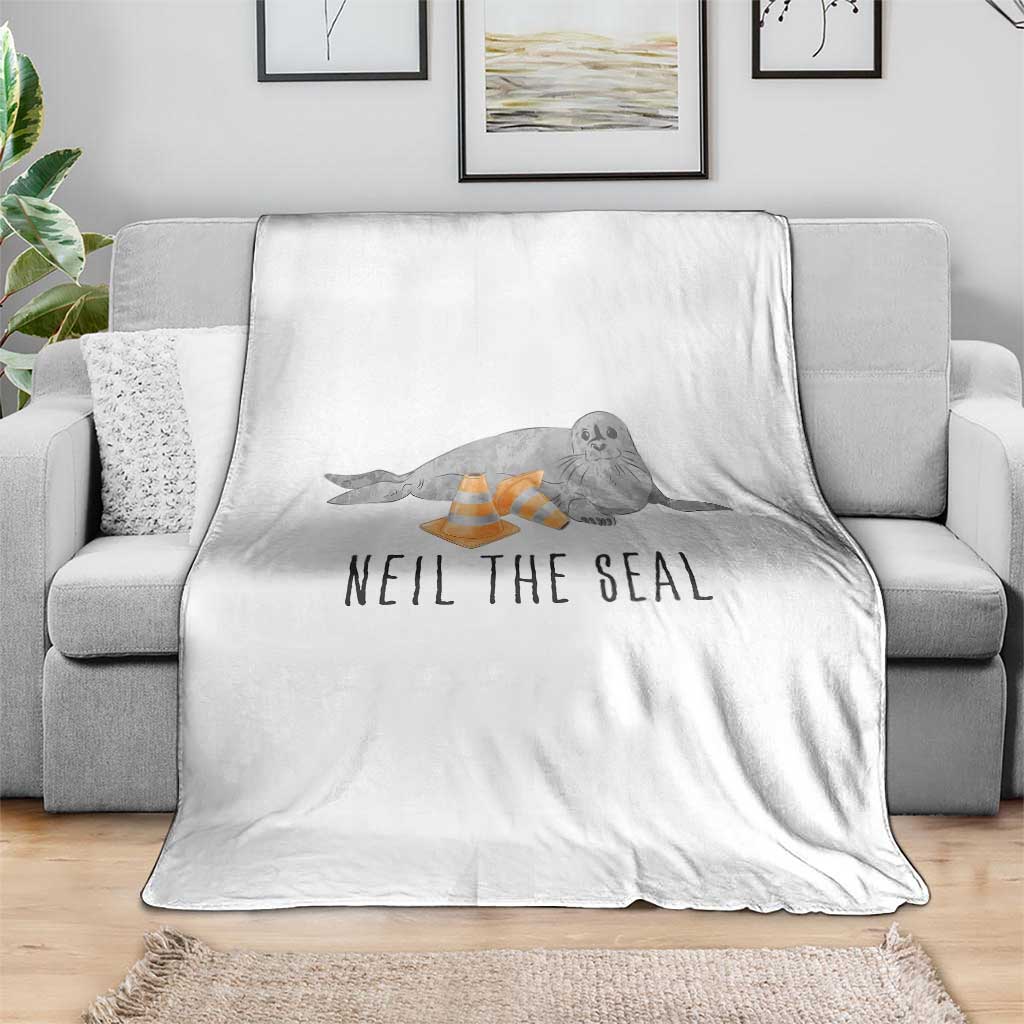 Cute Neil the Seal Traffic Cone Meme Throw Blanket Funny Viral Chaotic Southern Elephant Seal
