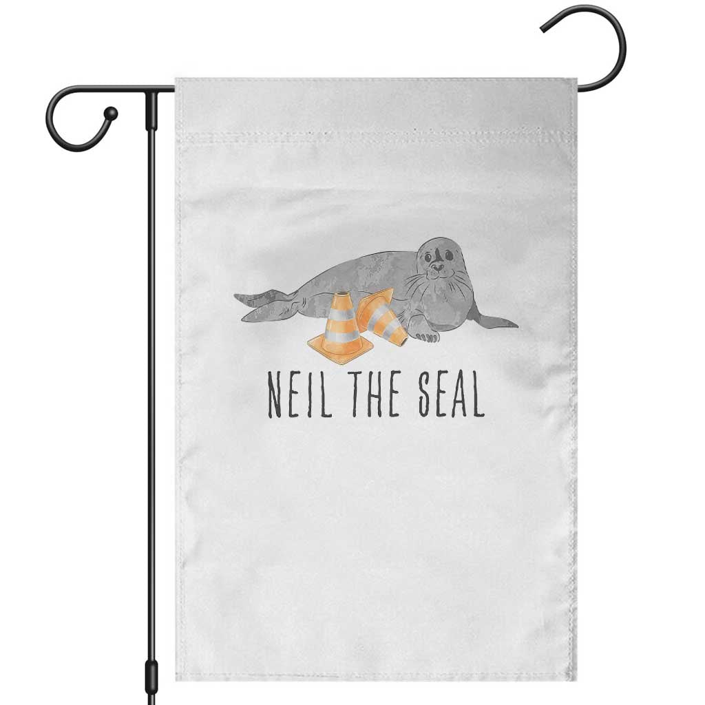 Cute Neil the Seal Traffic Cone Meme Garden Flag Funny Viral Chaotic Southern Elephant Seal
