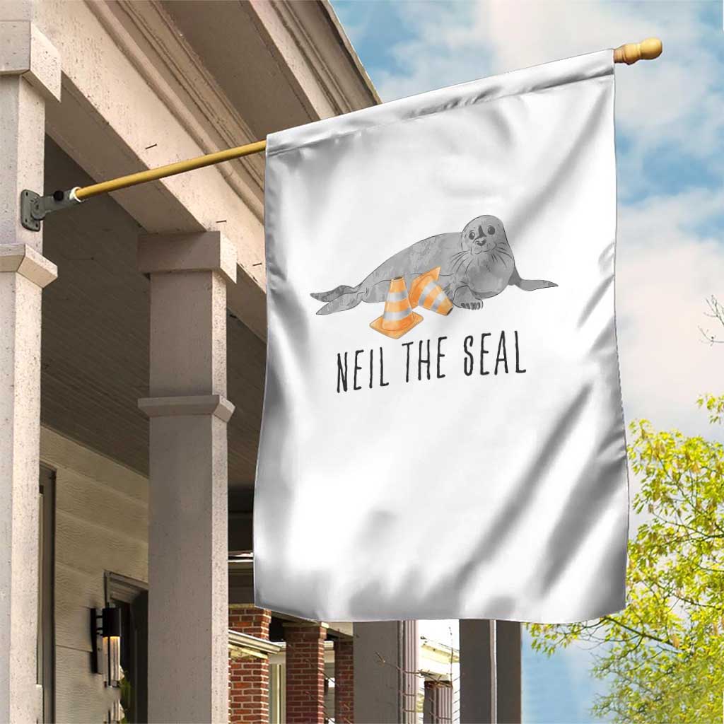 Cute Neil the Seal Traffic Cone Meme Garden Flag Funny Viral Chaotic Southern Elephant Seal