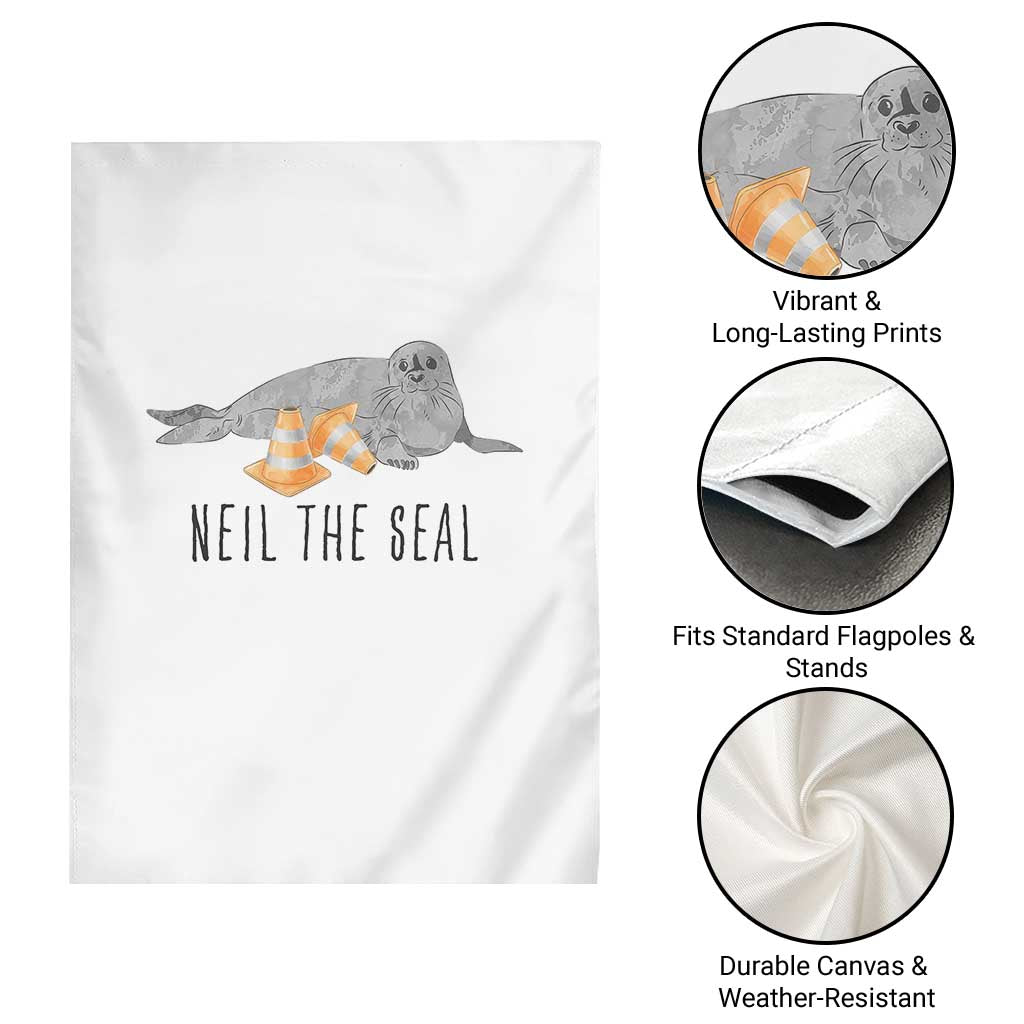 Cute Neil the Seal Traffic Cone Meme Garden Flag Funny Viral Chaotic Southern Elephant Seal