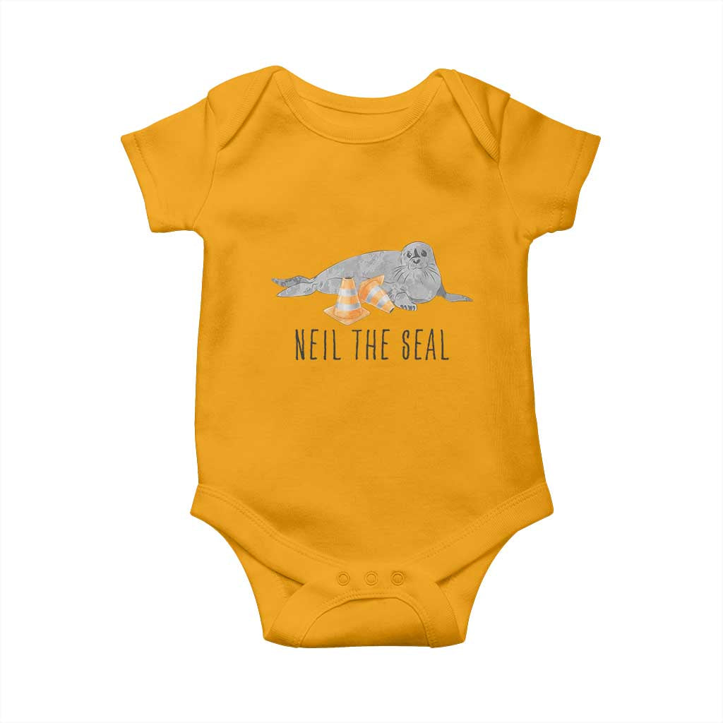 Cute Neil the Seal Traffic Cone Meme Baby Onesie Funny Viral Chaotic Southern Elephant Seal