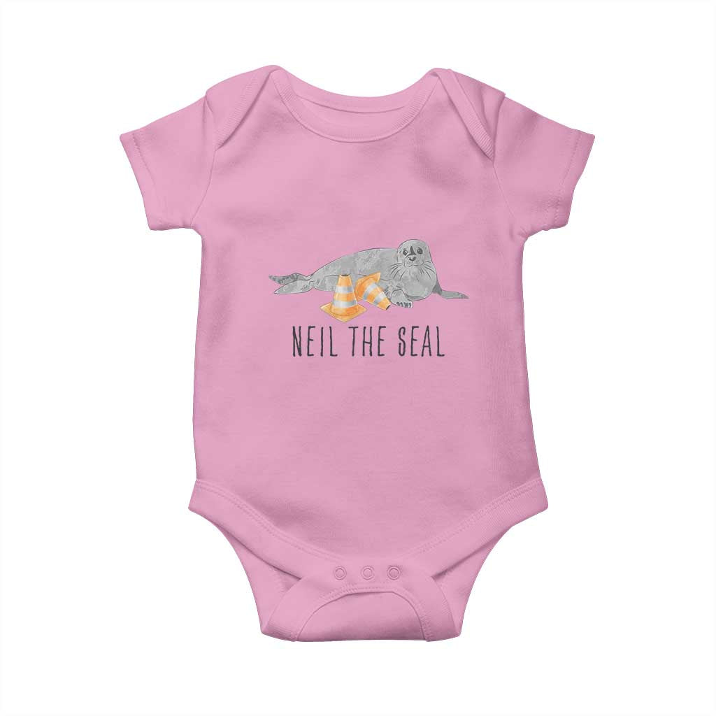 Cute Neil the Seal Traffic Cone Meme Baby Onesie Funny Viral Chaotic Southern Elephant Seal