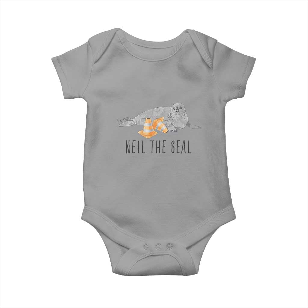 Cute Neil the Seal Traffic Cone Meme Baby Onesie Funny Viral Chaotic Southern Elephant Seal