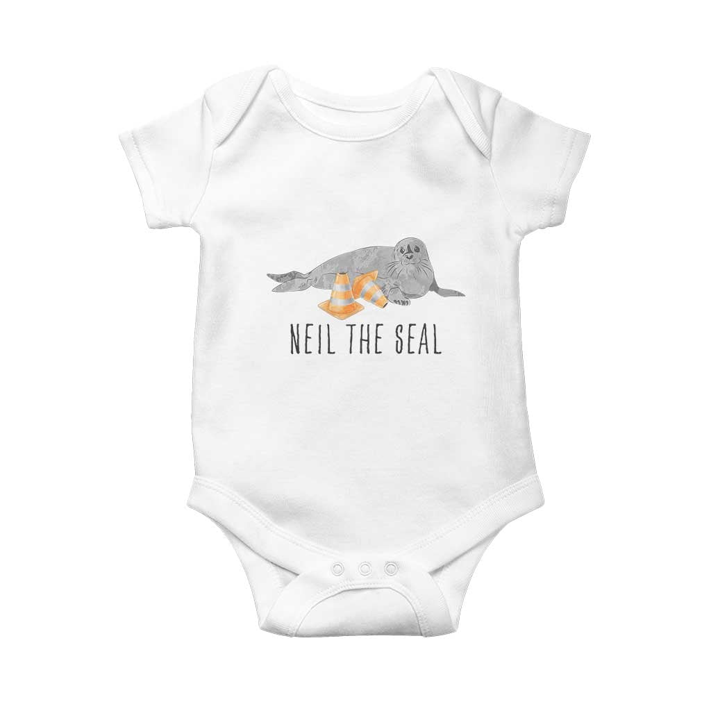 Cute Neil the Seal Traffic Cone Meme Baby Onesie Funny Viral Chaotic Southern Elephant Seal