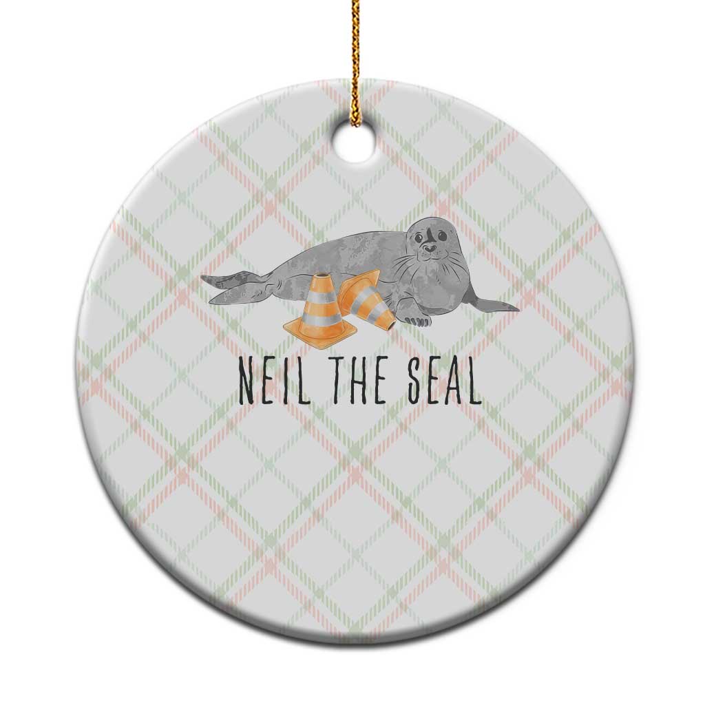 Cute Neil the Seal Traffic Cone Meme Ceramic Ornament Funny Viral Chaotic Southern Elephant Seal