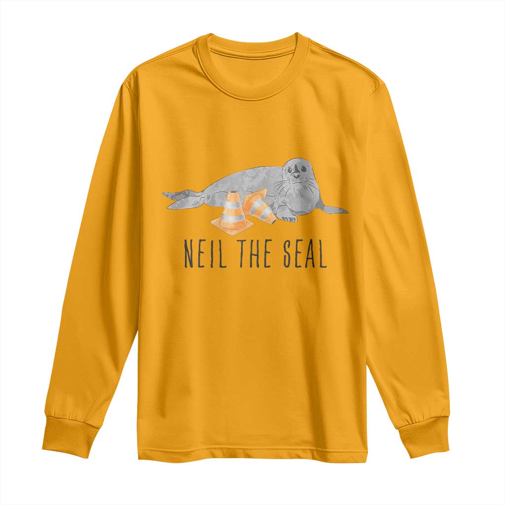 Cute Neil the Seal Traffic Cone Meme Long Sleeve Shirt Funny Viral Chaotic Southern Elephant Seal