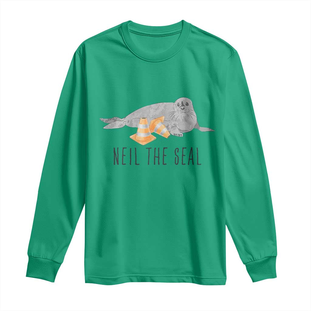 Cute Neil the Seal Traffic Cone Meme Long Sleeve Shirt Funny Viral Chaotic Southern Elephant Seal