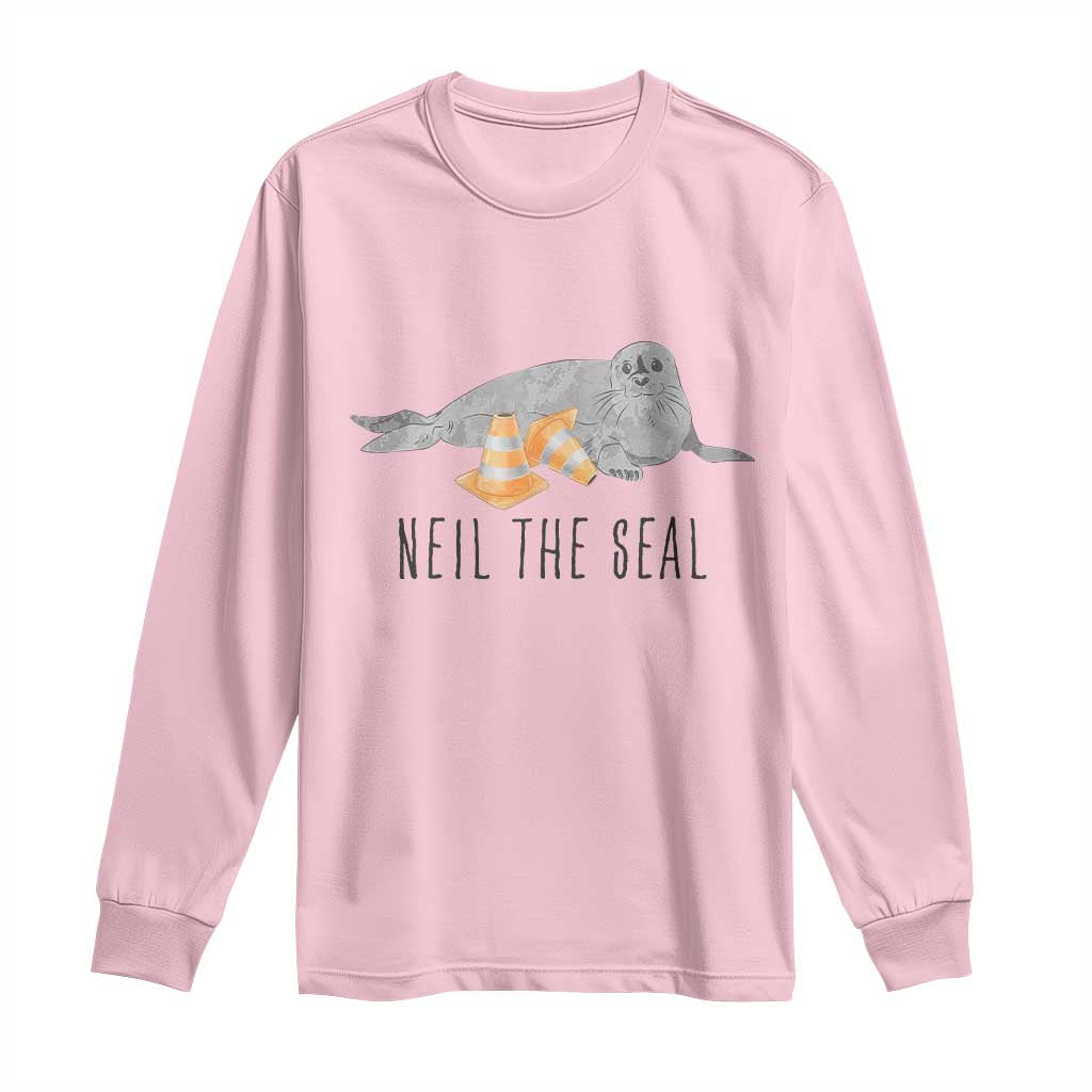 Cute Neil the Seal Traffic Cone Meme Long Sleeve Shirt Funny Viral Chaotic Southern Elephant Seal