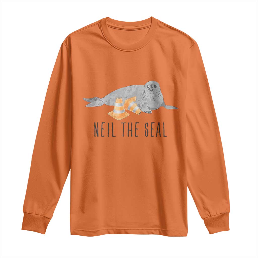 Cute Neil the Seal Traffic Cone Meme Long Sleeve Shirt Funny Viral Chaotic Southern Elephant Seal