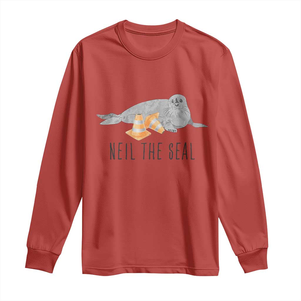 Cute Neil the Seal Traffic Cone Meme Long Sleeve Shirt Funny Viral Chaotic Southern Elephant Seal