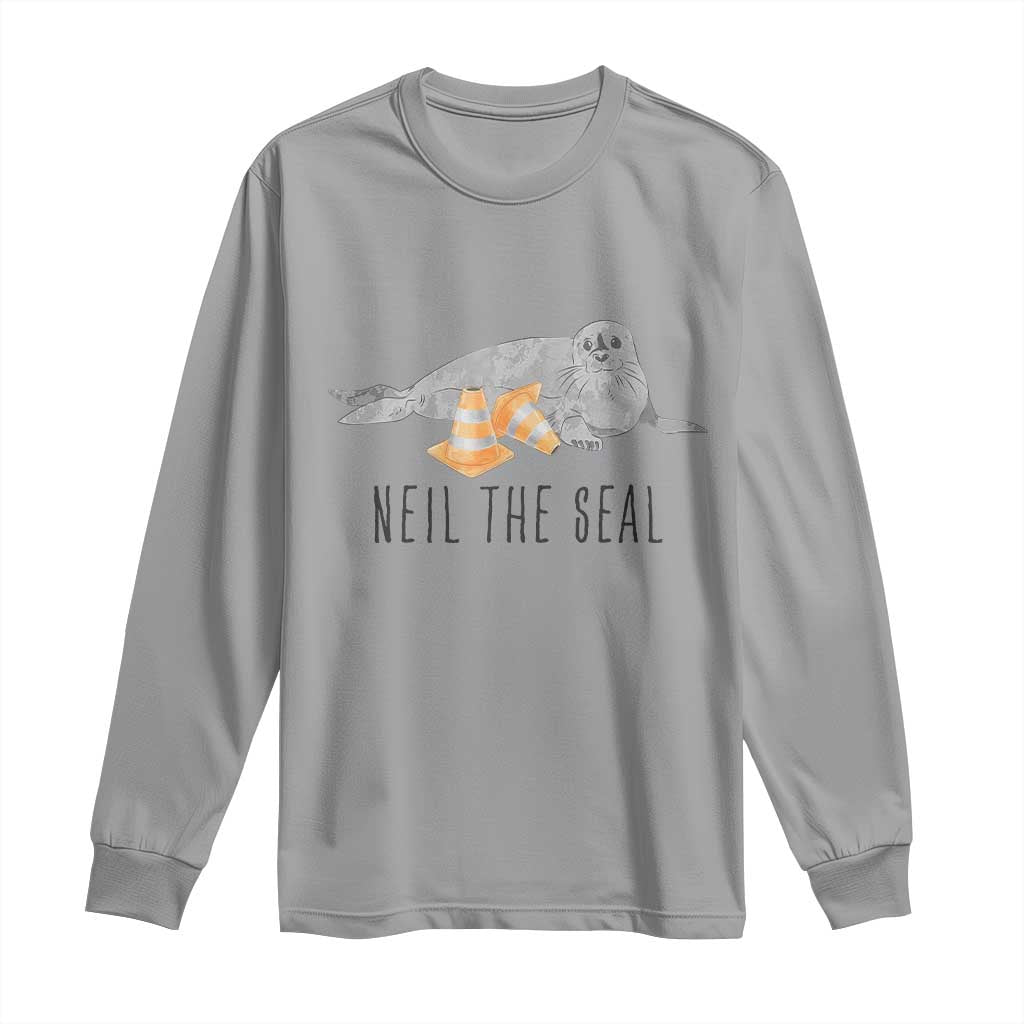 Cute Neil the Seal Traffic Cone Meme Long Sleeve Shirt Funny Viral Chaotic Southern Elephant Seal