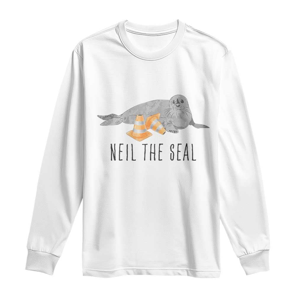 Cute Neil the Seal Traffic Cone Meme Long Sleeve Shirt Funny Viral Chaotic Southern Elephant Seal