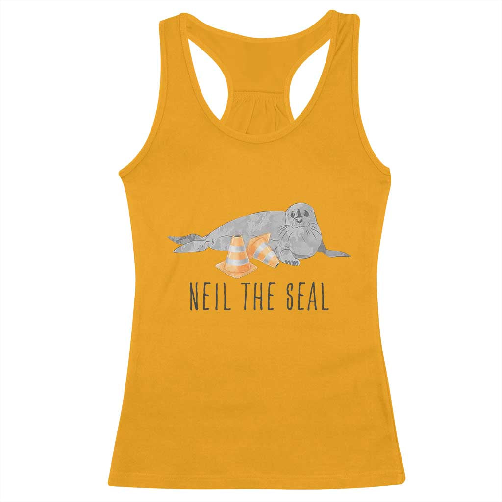 Cute Neil the Seal Traffic Cone Meme Racerback Tank Top Funny Viral Chaotic Southern Elephant Seal