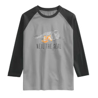 Cute Neil the Seal Traffic Cone Meme Raglan Shirt Funny Viral Chaotic Southern Elephant Seal