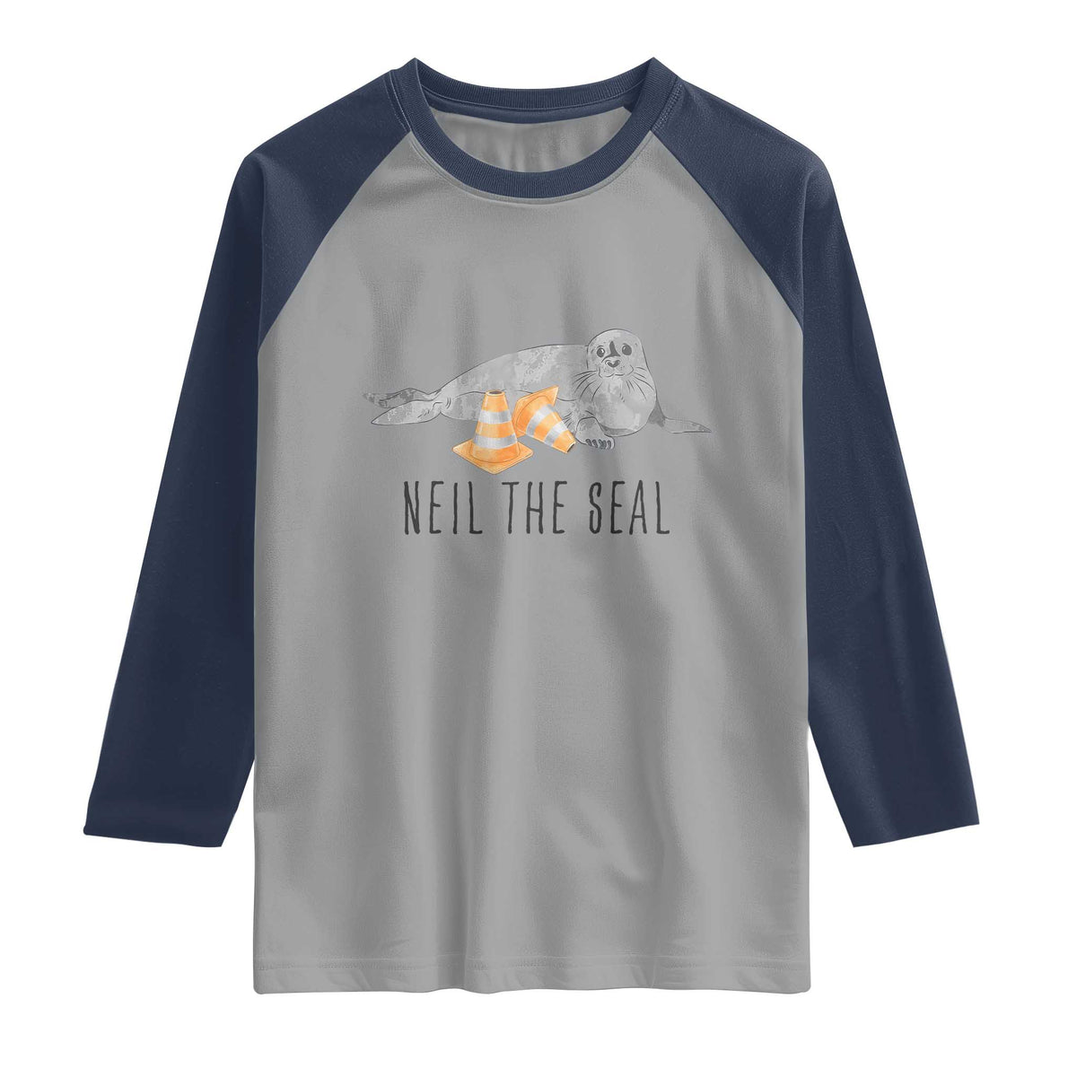 Cute Neil the Seal Traffic Cone Meme Raglan Shirt Funny Viral Chaotic Southern Elephant Seal