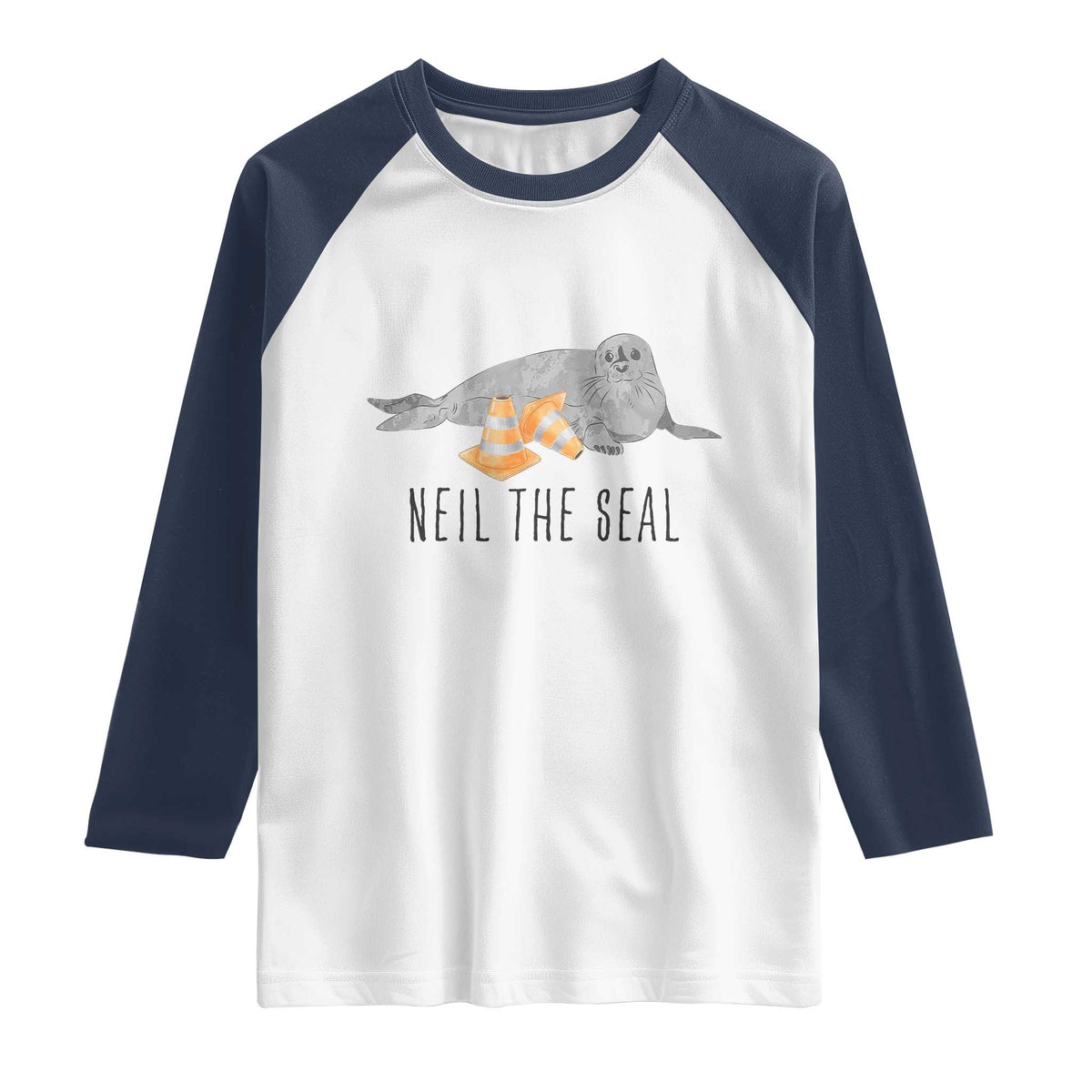 Cute Neil the Seal Traffic Cone Meme Raglan Shirt Funny Viral Chaotic Southern Elephant Seal