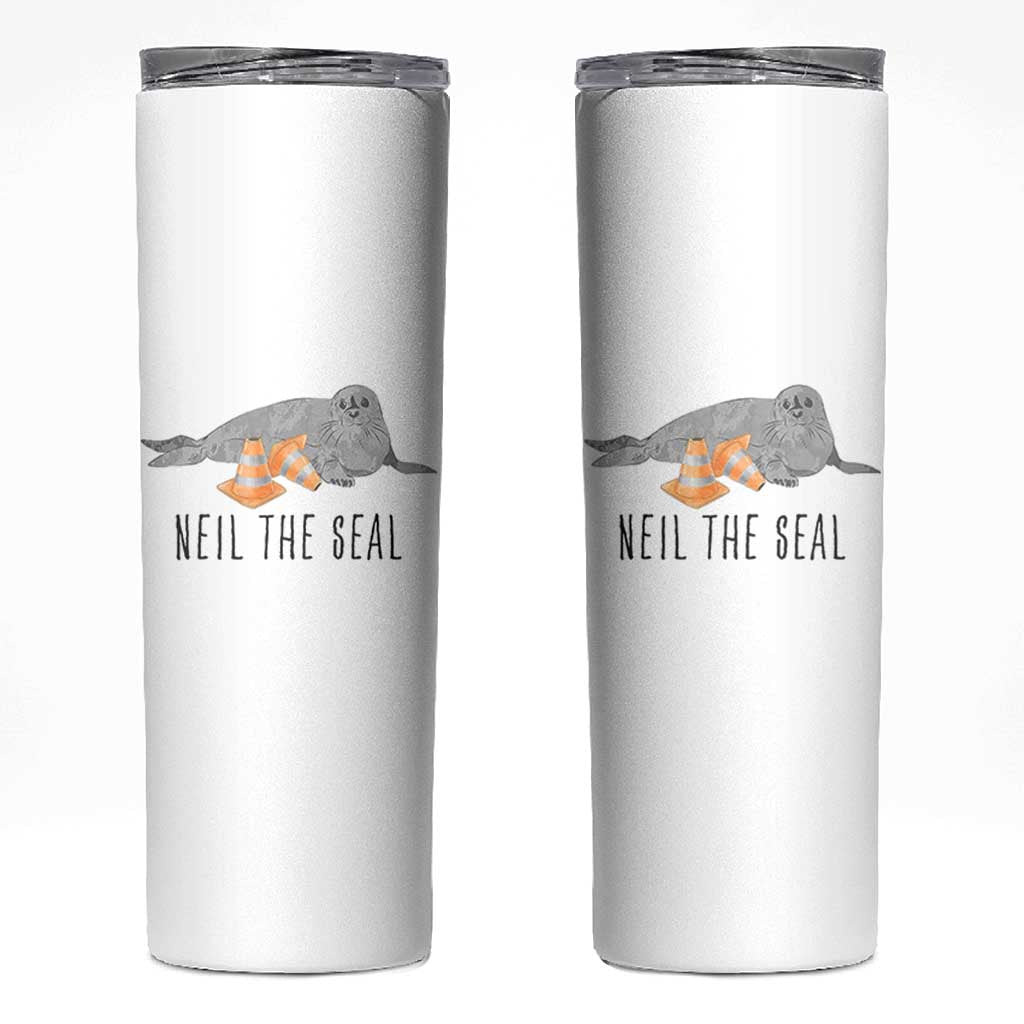 Cute Neil the Seal Traffic Cone Meme Skinny Tumbler Funny Viral Chaotic Southern Elephant Seal