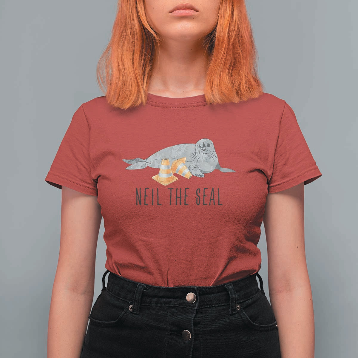 Cute Neil the Seal Traffic Cone Meme T Shirt For Women Funny Viral Chaotic Southern Elephant Seal