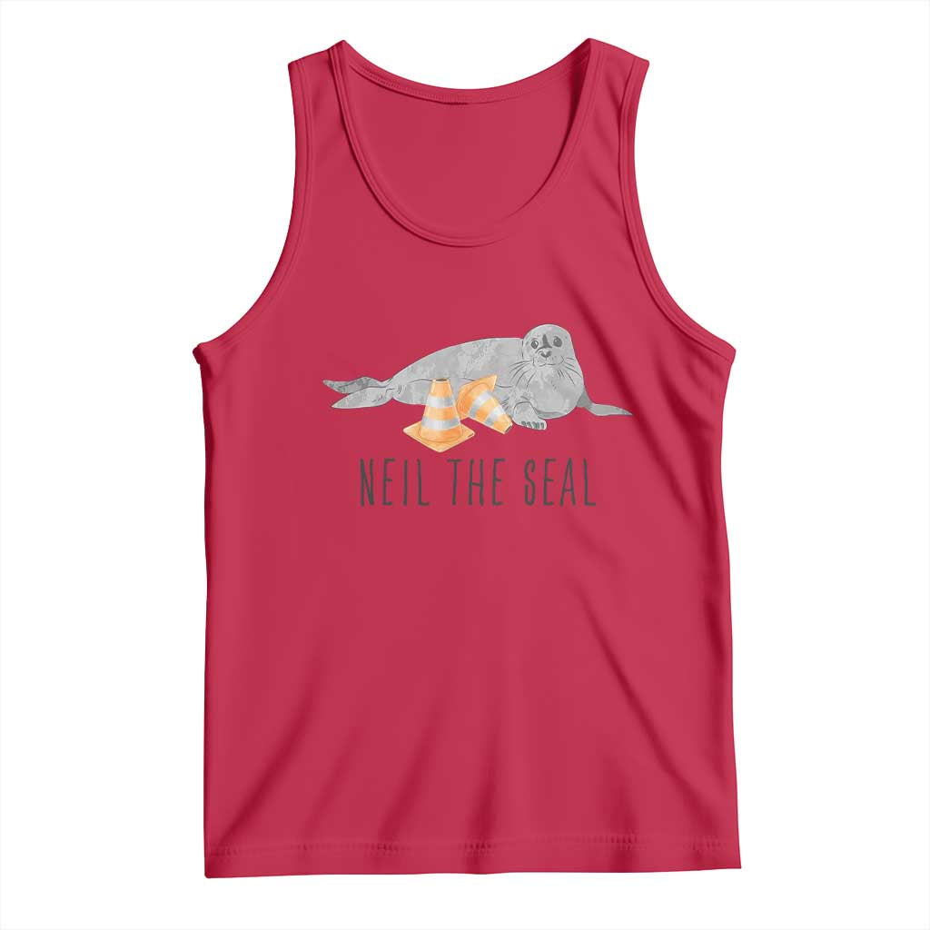 Cute Neil the Seal Traffic Cone Meme Tank Top Funny Viral Chaotic Southern Elephant Seal