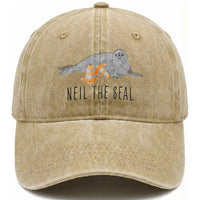 Cute Neil the Seal Traffic Cone Meme Washed Cotton Baseball Cap Funny Viral Chaotic Southern Elephant Seal