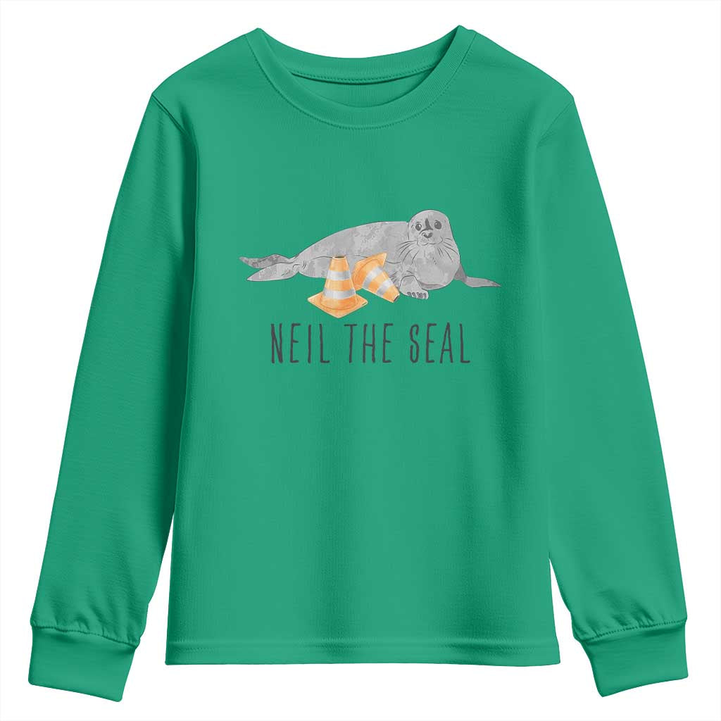 Cute Neil the Seal Traffic Cone Meme Youth Sweatshirt Funny Viral Chaotic Southern Elephant Seal