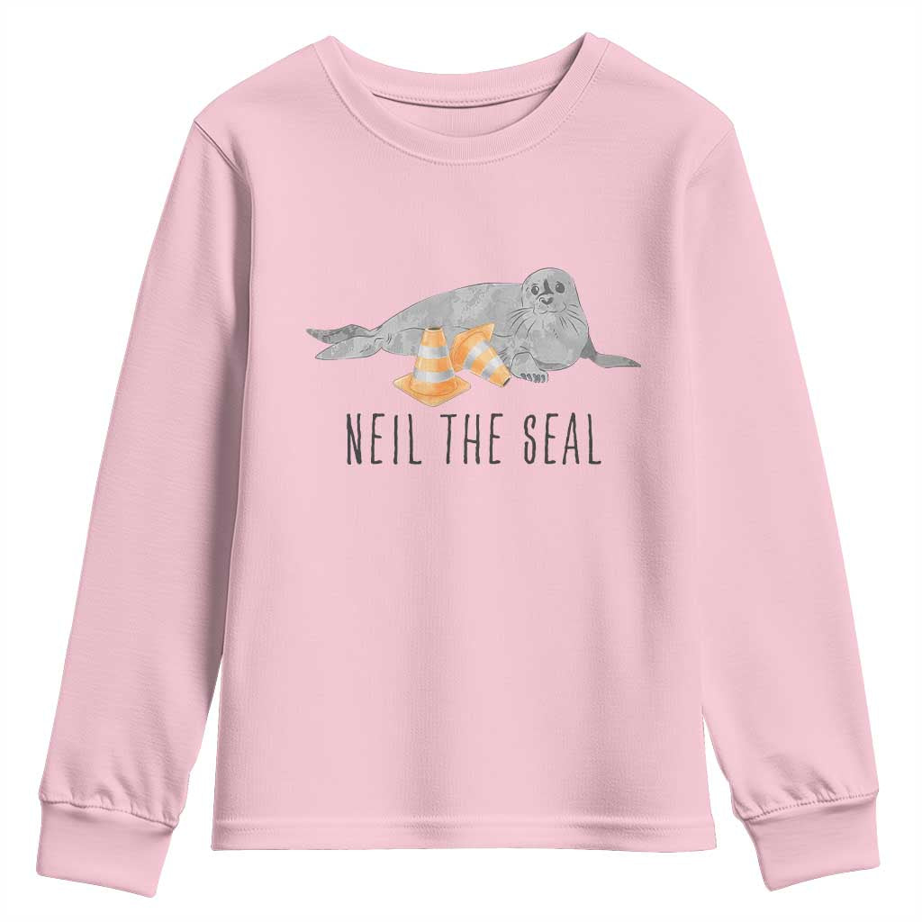 Cute Neil the Seal Traffic Cone Meme Youth Sweatshirt Funny Viral Chaotic Southern Elephant Seal