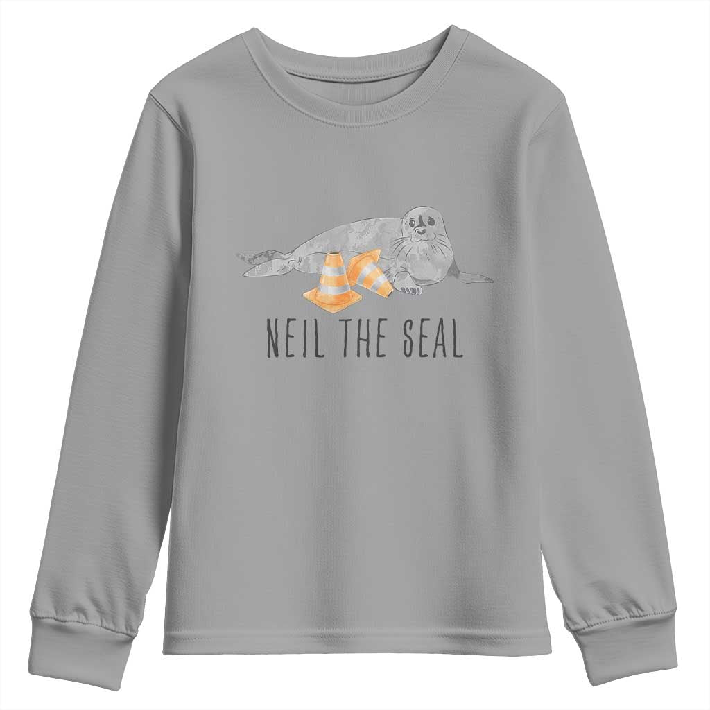 Cute Neil the Seal Traffic Cone Meme Youth Sweatshirt Funny Viral Chaotic Southern Elephant Seal