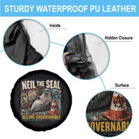 Edgy Neil the Seal Become Ungovernable Graffiti Graphic Spare Tire Cover Sarcastic Rebel Viral Chaotic Elephant Seal Sunglasses Meme