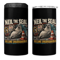 Edgy Neil the Seal Become Ungovernable Graffiti Graphic 4 in 1 Can Cooler Tumbler Sarcastic Rebel Viral Chaotic Elephant Seal Sunglasses Meme