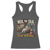 Edgy Neil the Seal Become Ungovernable Graffiti Graphic Racerback Tank Top Sarcastic Rebel Viral Chaotic Elephant Seal Sunglasses Meme