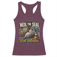 Edgy Neil the Seal Become Ungovernable Graffiti Graphic Racerback Tank Top Sarcastic Rebel Viral Chaotic Elephant Seal Sunglasses Meme