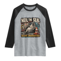 Edgy Neil the Seal Become Ungovernable Graffiti Graphic Raglan Shirt Sarcastic Rebel Viral Chaotic Elephant Seal Sunglasses Meme