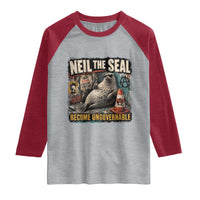 Edgy Neil the Seal Become Ungovernable Graffiti Graphic Raglan Shirt Sarcastic Rebel Viral Chaotic Elephant Seal Sunglasses Meme