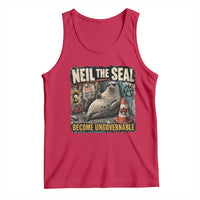 Edgy Neil the Seal Become Ungovernable Graffiti Graphic Tank Top Sarcastic Rebel Viral Chaotic Elephant Seal Sunglasses Meme