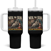 Edgy Neil the Seal Become Ungovernable Graffiti Graphic Tumbler With Handle Sarcastic Rebel Viral Chaotic Elephant Seal Sunglasses Meme