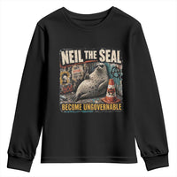 Edgy Neil the Seal Become Ungovernable Graffiti Graphic Youth Sweatshirt Sarcastic Rebel Viral Chaotic Elephant Seal Sunglasses Meme
