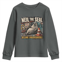 Edgy Neil the Seal Become Ungovernable Graffiti Graphic Youth Sweatshirt Sarcastic Rebel Viral Chaotic Elephant Seal Sunglasses Meme