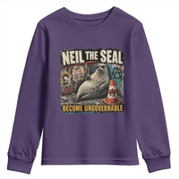 Edgy Neil the Seal Become Ungovernable Graffiti Graphic Youth Sweatshirt Sarcastic Rebel Viral Chaotic Elephant Seal Sunglasses Meme