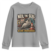 Edgy Neil the Seal Become Ungovernable Graffiti Graphic Youth Sweatshirt Sarcastic Rebel Viral Chaotic Elephant Seal Sunglasses Meme