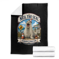 Retro Neil the Seal Tasmanias Chaos Icon Throw Blanket Funny Roaring Elephant Seal Traffic Cone Meme