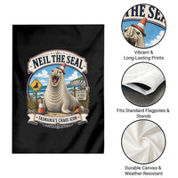 Retro Neil the Seal Tasmanias Chaos Icon Garden Flag Funny Roaring Elephant Seal Traffic Cone Meme