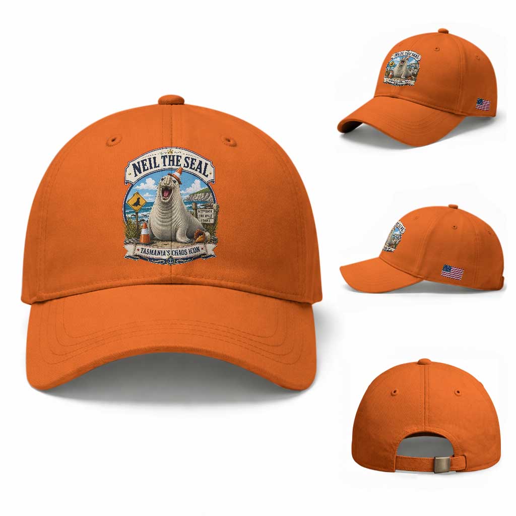 Retro Neil the Seal Tasmanias Chaos Icon Baseball Cap Funny Roaring Elephant Seal Traffic Cone Meme