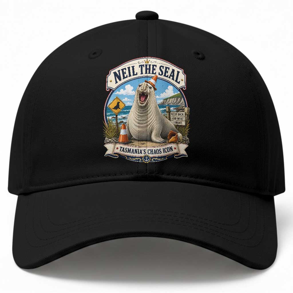 Retro Neil the Seal Tasmanias Chaos Icon Baseball Cap Funny Roaring Elephant Seal Traffic Cone Meme