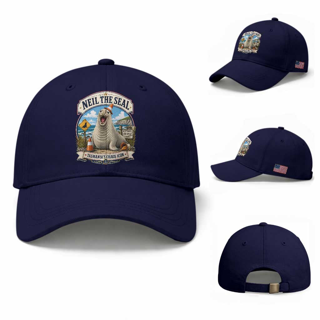 Retro Neil the Seal Tasmanias Chaos Icon Baseball Cap Funny Roaring Elephant Seal Traffic Cone Meme