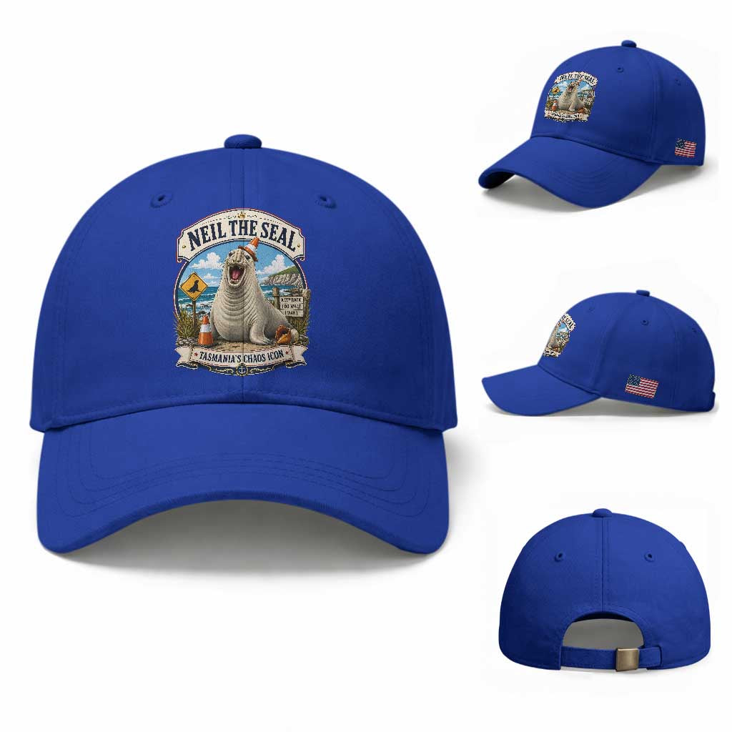 Retro Neil the Seal Tasmanias Chaos Icon Baseball Cap Funny Roaring Elephant Seal Traffic Cone Meme